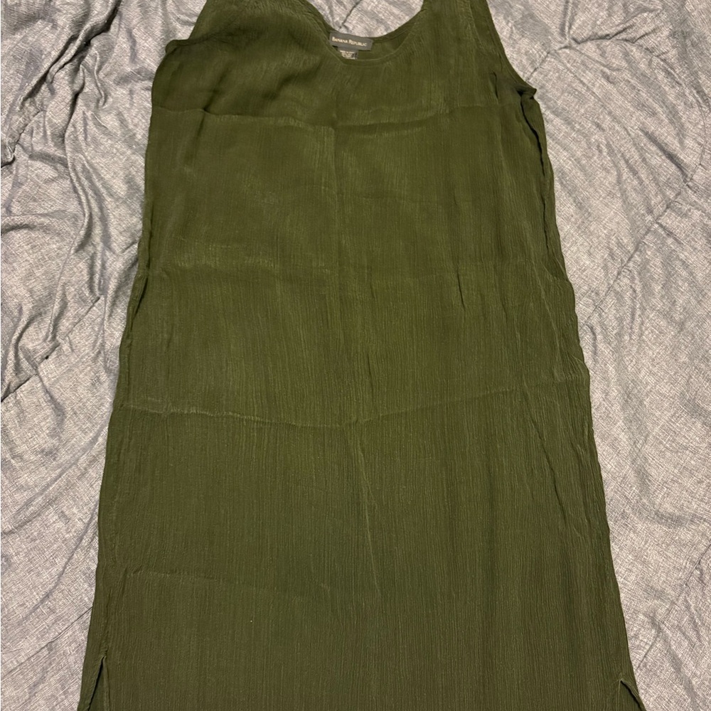Olive Green Sheer Dress